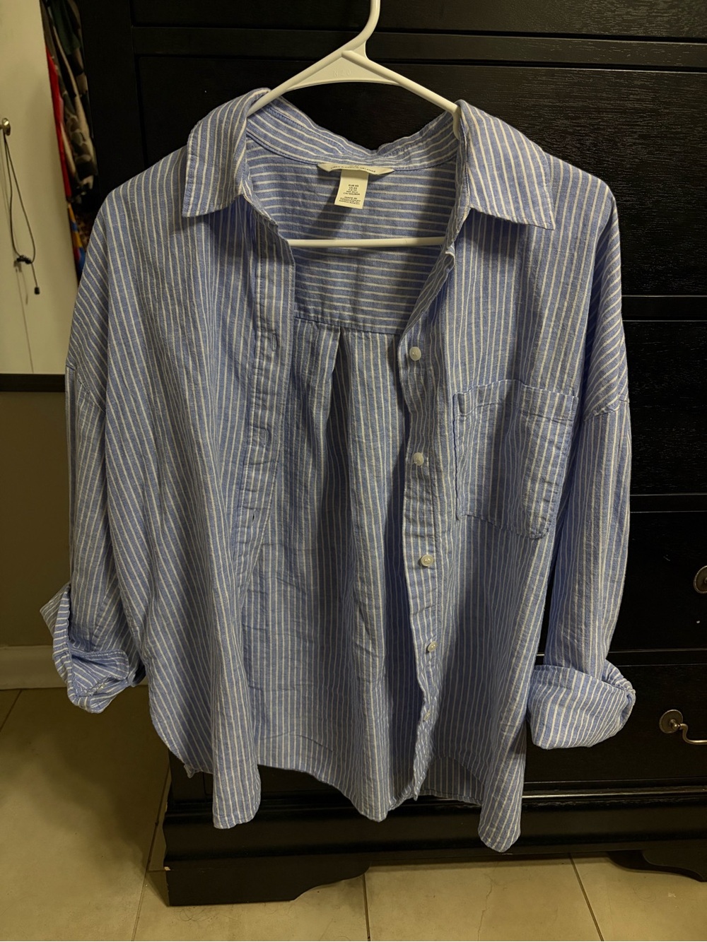 H&M Light Blue and White Striped Button-Down Shirt